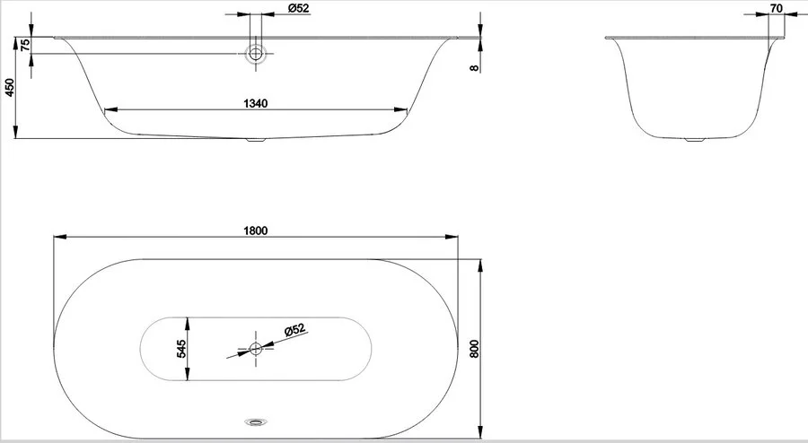 Ванна стальная Bette Lux Oval, 180 х 80 х 45 см, с шумоизоляцией, белая, для удлиненного слива-перелива, 3466-000 - фото 2