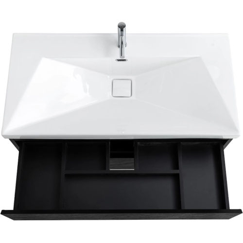 Тумба под раковину подвесная Cezares Molveno 100 см черная, комплект (набор) - фото 8