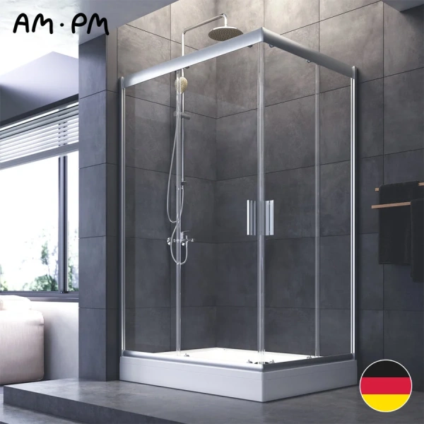 Душевой уголок Am.Pm Gem 120x90 см стекло прозрачное, профиль хром, прозрачные - фото 8