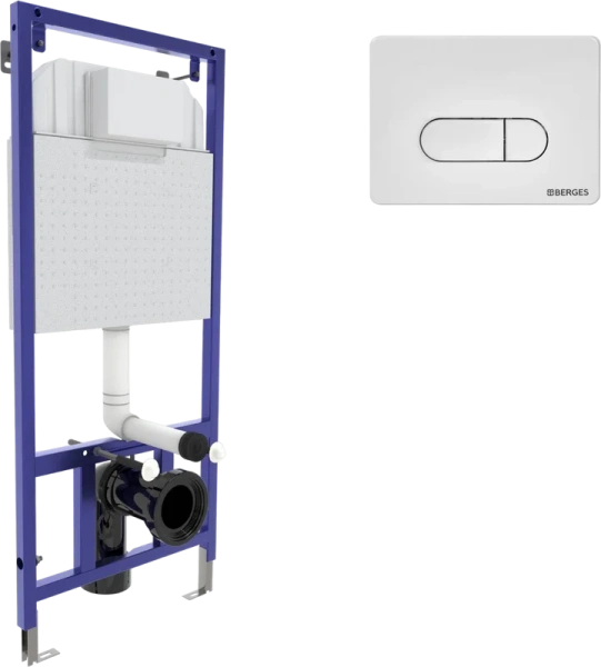 Инсталляция для унитаза BERGES Novum кнопка белая, с кнопкой - фото 5