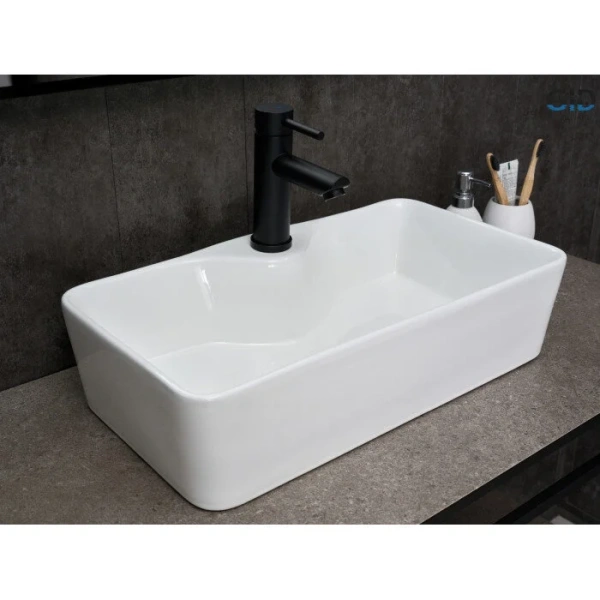 Раковина GID Geometrico N9092 55 см белая, в форме чаши, прямоугольной формы - фото 5