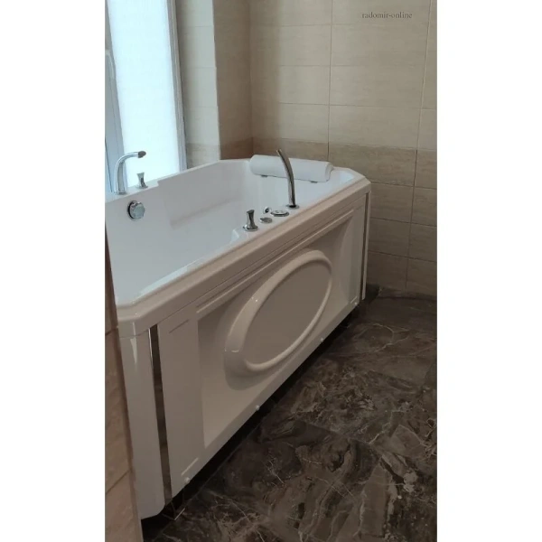 Акриловая ванна Fra Grande Фернандо-Chrome 4-01-2-0-0-422, 190 x 90 см, рама-подставка на декоративных ножках, комплект панелей, подголовник - 2 шт., слив-перелив полуавтомат, 10 форсунок Релакс, 6 минифорсунок Релакс, контроллер 200, белая/хром - фото 4