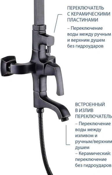 Душевая стойка, черная бронза Lemark Nubira LM6262ORB - фото 2