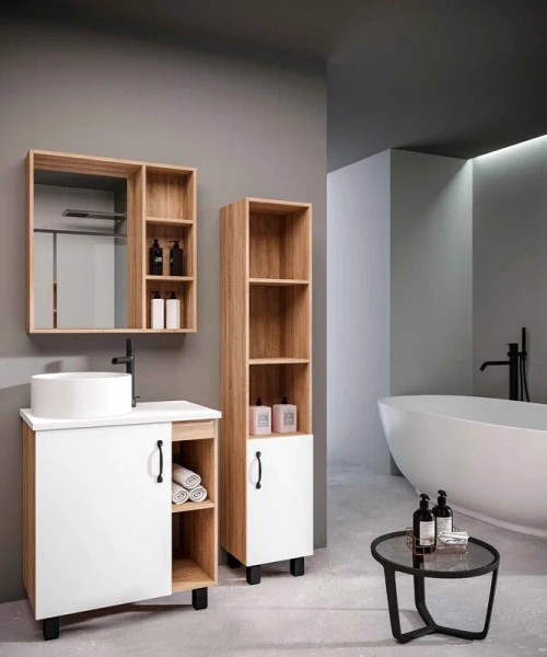 Тумба под раковину напольная Grossman Флай 71,5 см дуб сонома/белая, 70 см - фото 6