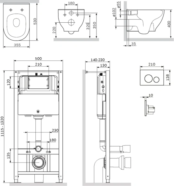 Унитаз с инсталляцией Am.Pm Like с клавишей хром index_2 - фото 7