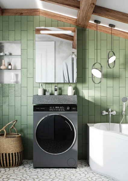 Раковина над стиральной машиной Акватон Рейн 60 см графит, одинарные, с щелевым сливом - фото 8