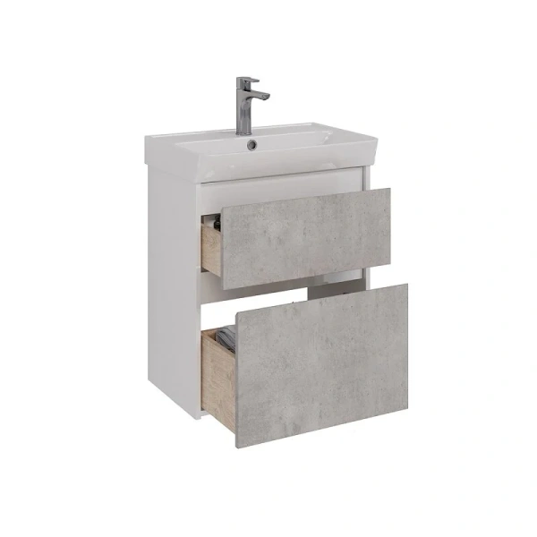 Тумба под раковину подвесная Lemark Combi 60 см бетон, моноблок - фото 5