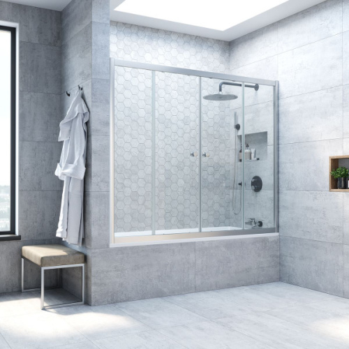 Душевая шторка на ванную стекло прозрачное Vegas-glass Z2V 180 01