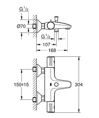 Смеситель для ванны Grohe Grohtherm 800 термостатический - фото 3