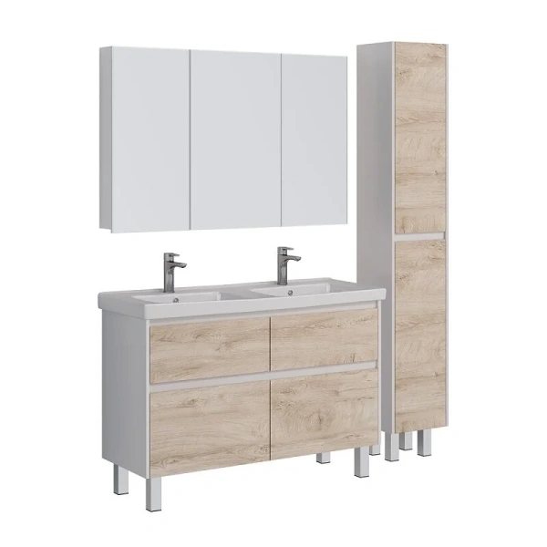 Тумба под раковину подвесная Lemark Combi 125 см дуб кантри, окрашенные, под дерево - фото 8