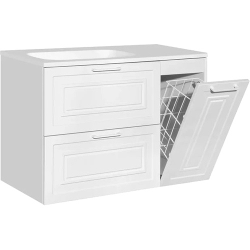 Тумба с раковиной Style Line Альба ЛС-00001005 90 см с бельевой корзиной, белая - фото 7