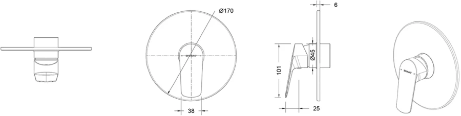 Смеситель для душа Bravat Rhein черный матовый, для душа - фото 2