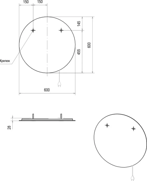 Зеркало с подсветкой Velvex Happy Julia 60 см хром - фото 2