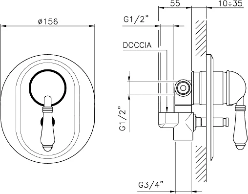 Смеситель для душа встраиваемый, ручка 75 El Capitan, Nicolazzi Cinquanta 3460, для душа - фото 2
