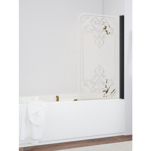 Душевая шторка на ванную рисунок прозрачный стекло матовое Vegas-glass EV 76 ARTDECO D1 R - фото 97