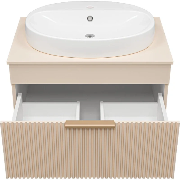 Тумба под раковину подвесная Brevita Enfida 70 см бежевая - фото 4