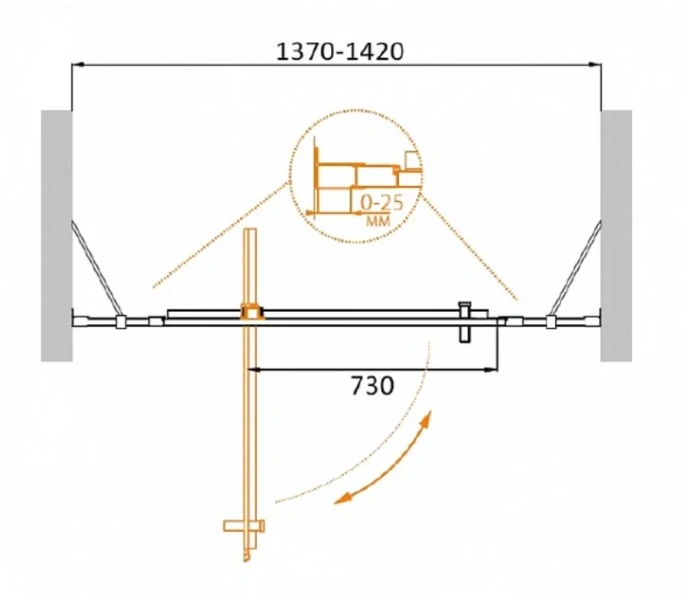 Душевая дверь в нишу Cezares Molveno 140 см стекло прозрачное, современные, hi-tech - фото 2