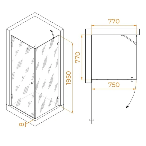 Душевой уголок RGW Hotel HO-034 80x80 см профиль хром, стекло прозрачное - фото 2