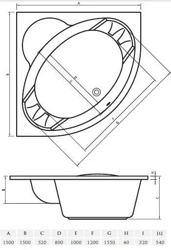 Ванна акриловая Vayer Kaliope, 150 х 150 см - фото 2