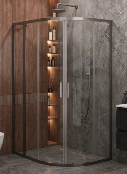 Душевой уголок Cezares Molveno 120х90 см стекло прозрачное профиль оружейная сталь - фото 1