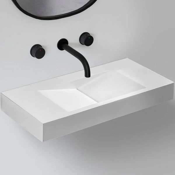 Раковина Abber Stein 100 см белая матовая - фото 1