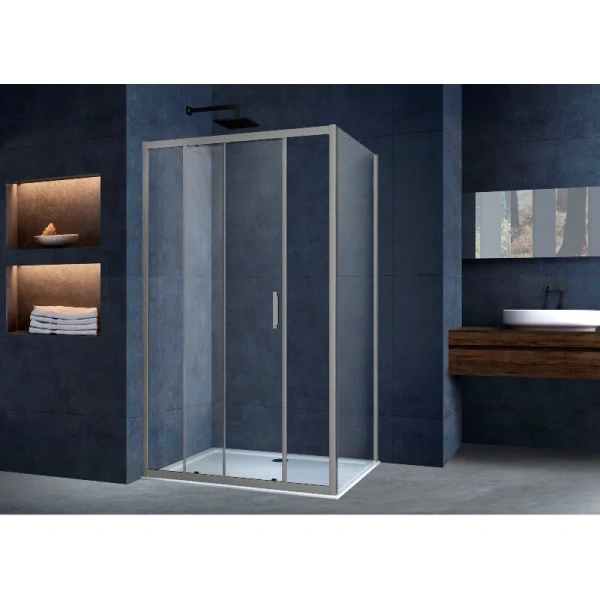 Душевой уголок Vincea Alpha 130х80 см профиль вороненая сталь стекло прозрачное, стеклянные, угловые, без поддона - фото 5