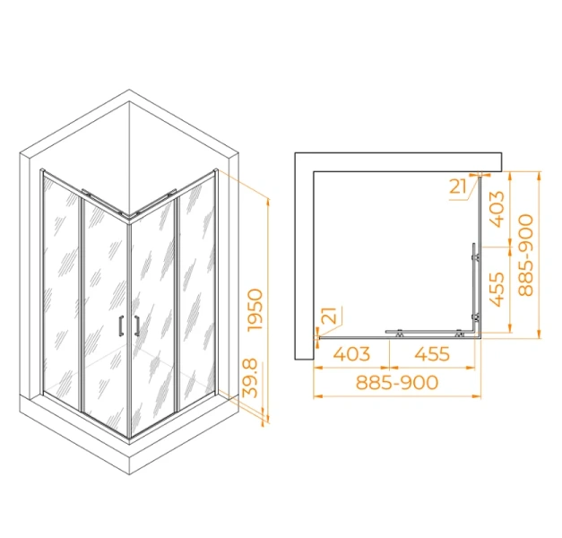 Душевой уголок RGW Passage PA-030B 90x90 см профиль черный, стекло прозрачное - фото 3