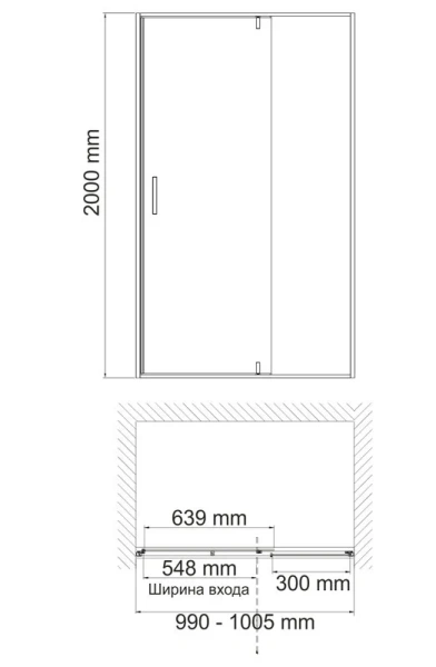Душевая дверь WasserKRAFT Elbe 100 см профиль черный - фото 2