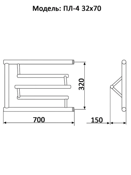 Полотенцесушитель водяной Ника Econ 32x70 см хром - фото 2