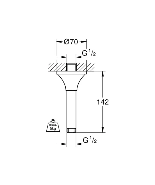 Кронштейн для верхнего душа, хром, Grohe Rainshower Grandera 27978000, нет в наличии - фото 2