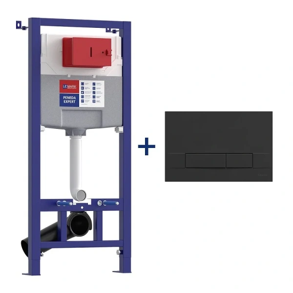 Инсталляция для унитаза Lemark Peneda Expert клавиша черная матовая - фото 1