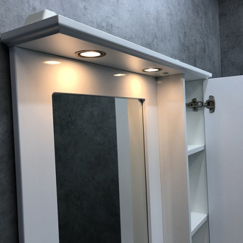 Зеркальный шкаф с подсветкой Comfortу Палермо 80 см белый глянец - фото 2