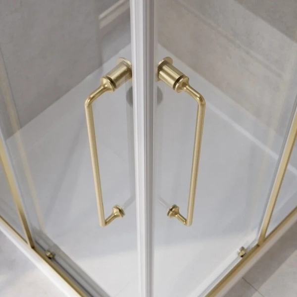 Душевой уголок Cezares Relax 100x100 см профиль брашированное золото стекло прозрачное - фото 4