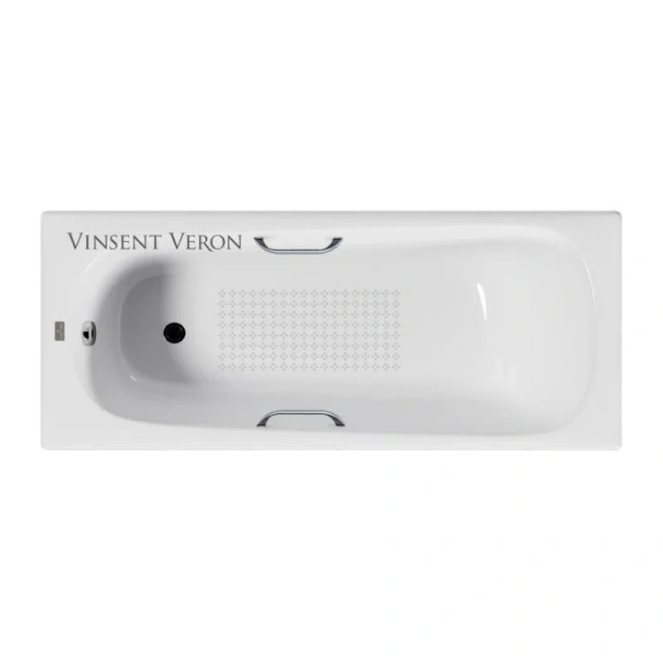 Чугунная ванна Vinsent Veron Concept VCO1507042H/VH0012CH-AS, 150 x 70 см, с антискользящим покрытием, ручки хром, цвет белый - фото 3