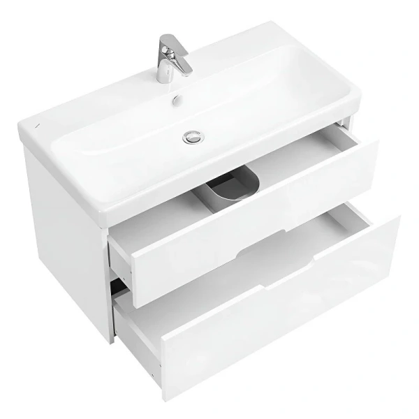 Тумба с раковиной подвесная Акватон Оливия 1A254401OL 90 см петли с доводчиком, моноблок - фото 5