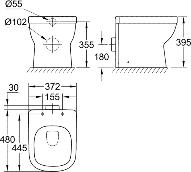 Унитаз напольный приставной безободковый Grohe Euro Ceramic 3932900H - фото 3
