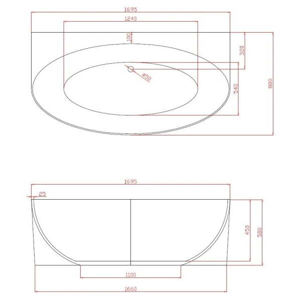 Ванна акриловая Azario Cambridge CAM17289 169.5 х 88 см пристенная, белая - фото 2