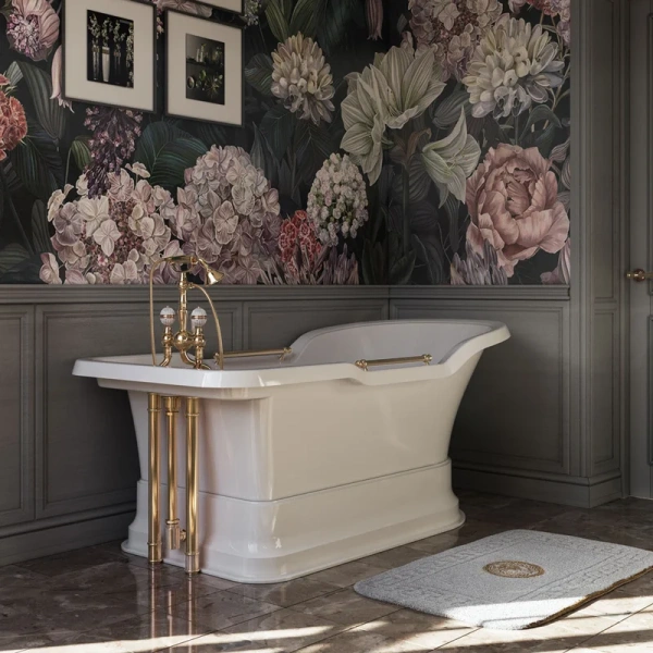 Ванна из искусственного камня Migliore Impero Podium 180х87 см фурнитура золото - фото 1