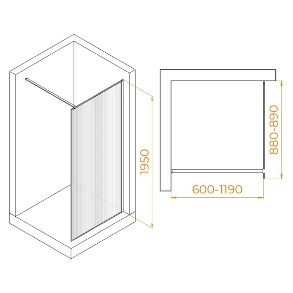 Душевая перегородка RGW Walk In WA-08W 90 см профиль белый, современные, hi-tech - фото 2