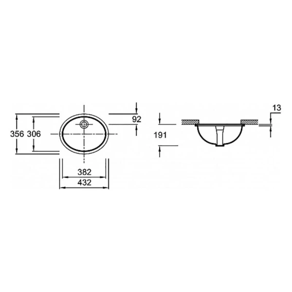 Раковина Jacob Delafon Caxton 43.2 см встраиваемая - фото 2