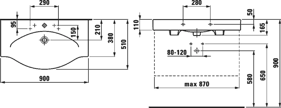 Раковина мебельная Laufen Palace 90 см белая, в наличии index_1 - фото 4