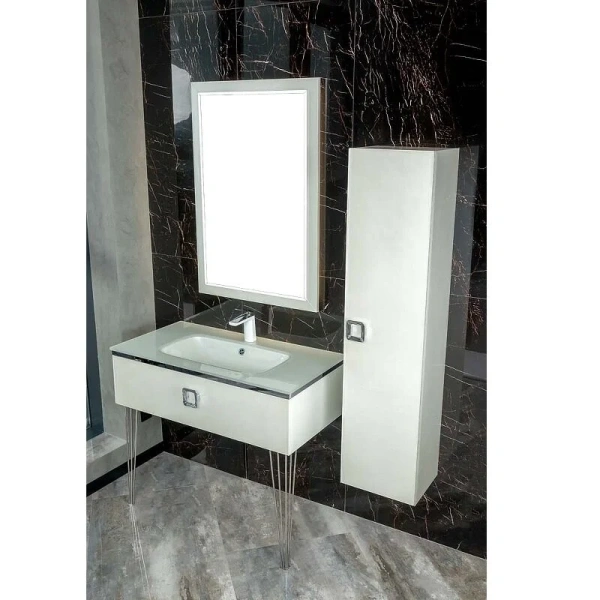 Тумба под раковину Boheme Lucido 80 см жемчужный белый, современная, hi-tech - фото 3