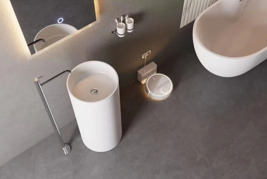 Раковина напольная SantiLine 45 см белая матовая - фото 4