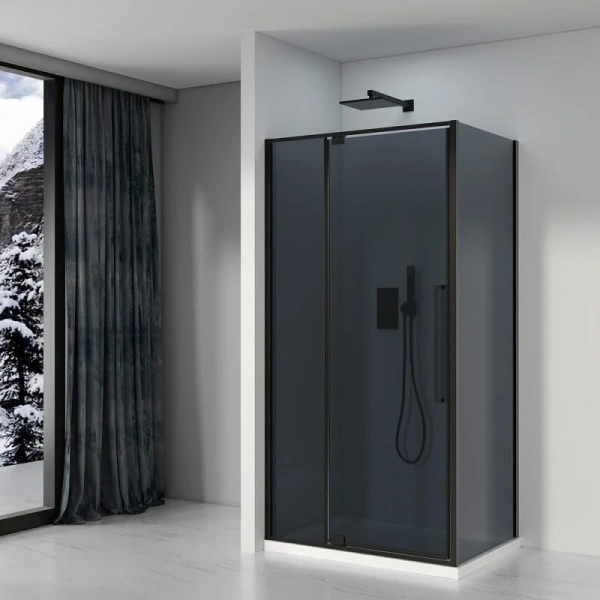 Душевой уголок Black&White Stellar Wind 100x80 см профиль черный, стекло серое, современные, hi-tech - фото 3