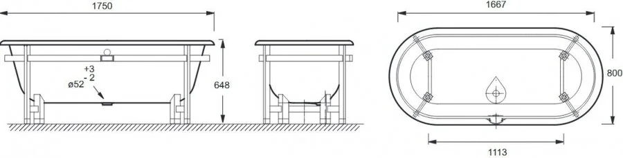 Ванна чугунная Jacob Delafon Cleo Tellieur E2945-00, 175 х 80 см на раме из массива бука - фото 4