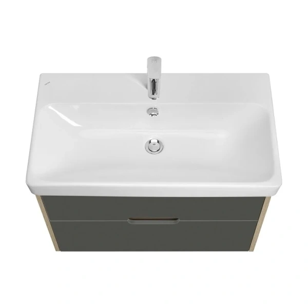 Тумба с раковиной подвесная Акватон Оливия 80 см грей/дуб ойстер - фото 3