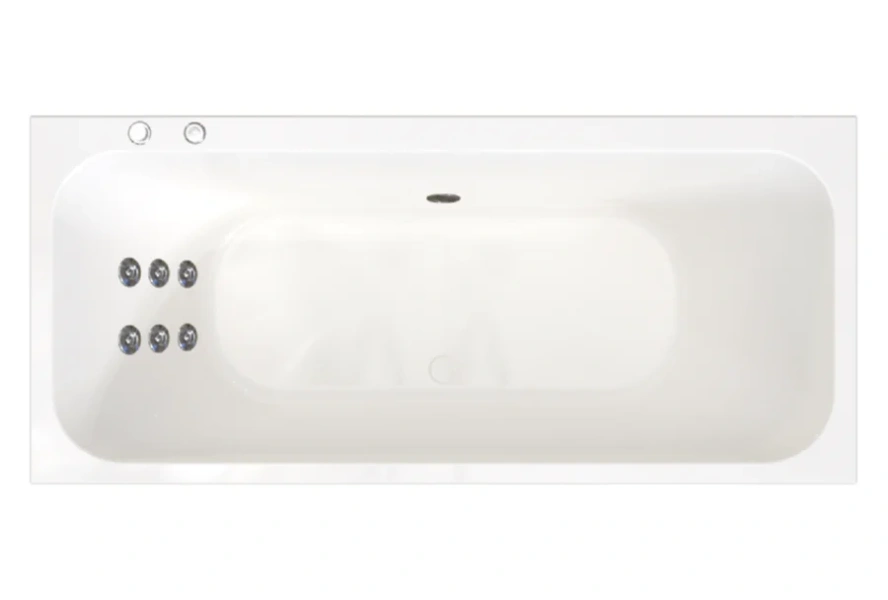 Гидромассажная ванна Радомир Прованс 1-79-2-0-0-185, 180 x 80 см, рама-подставка, фронтальный экран, слив-перелив автомат, гидромассаж Стандарт хром пневмокнопка, массаж спины, белая - фото 1