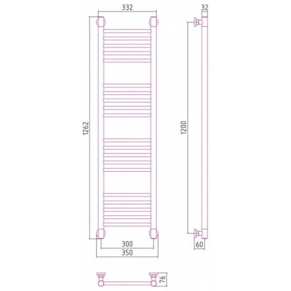 Полотенцесушитель водяной Сунержа Богема+ 30х120 см белый матовый, современные, hi-tech - фото 2