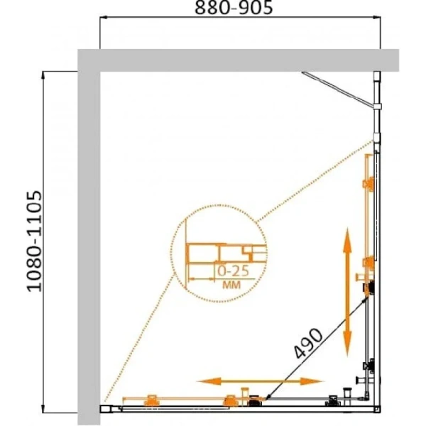 Душевой уголок Cezares Molveno 110х90 см стекло прозрачное, прямоугольные - фото 2