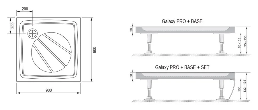 Душевой поддон Ravak Galaxy Pro Perseus Pro 90х90 см белый - фото 4